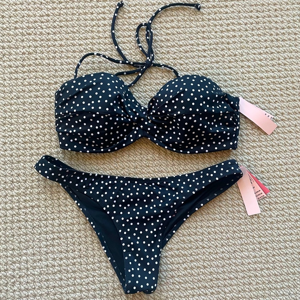 NWT Victoria’s Secret Black & White Polkadot Bikini
